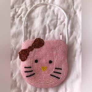 Pink cat beaded coin purse